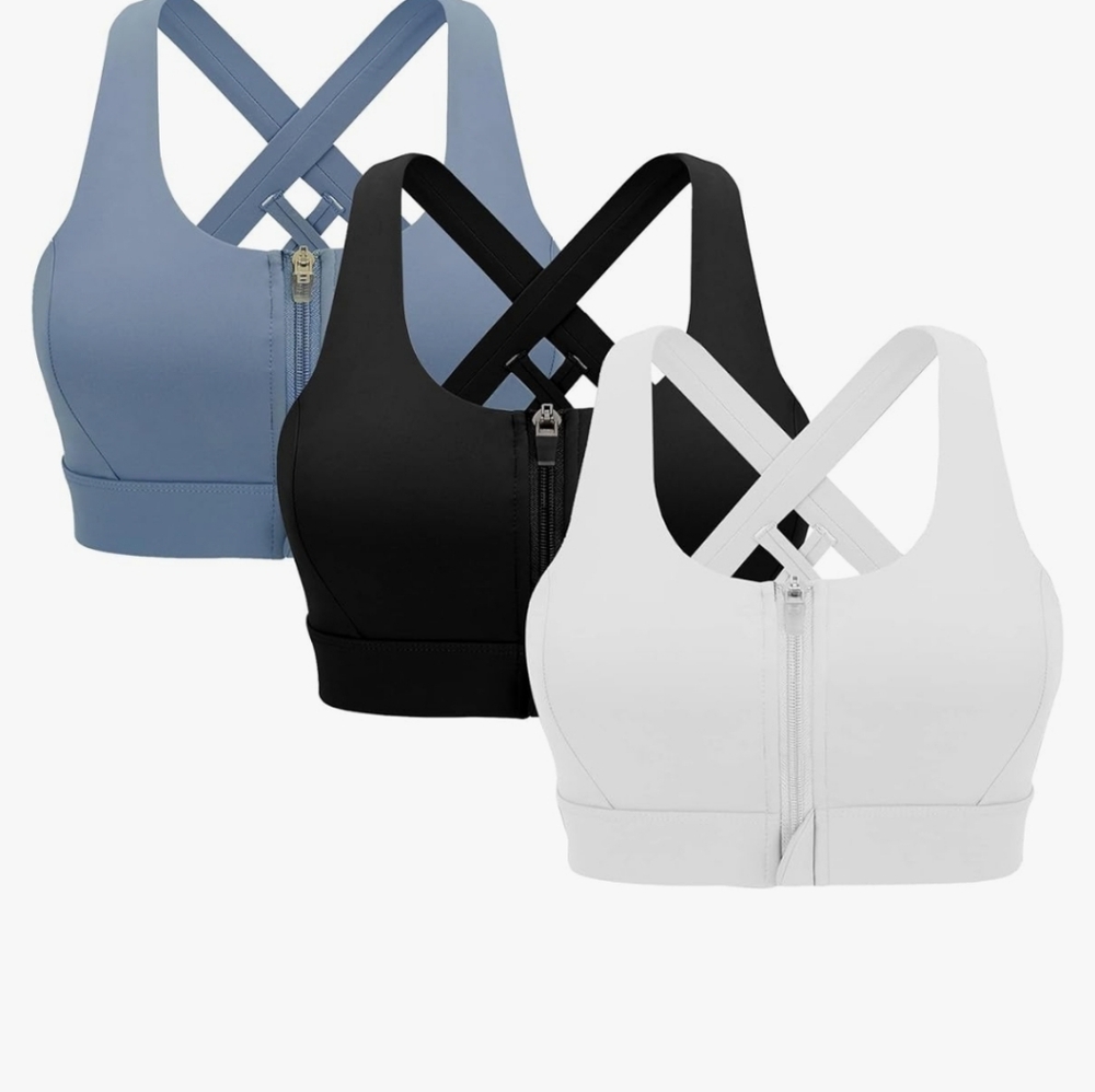 Women's Sports Bra Set - Blue, Black, and White